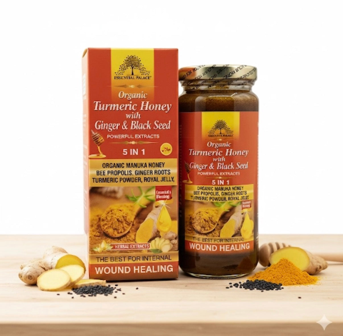 Organic Manuka, Honey with Turmeric, Ginger Root, Bee Propolis & Royal Jelly