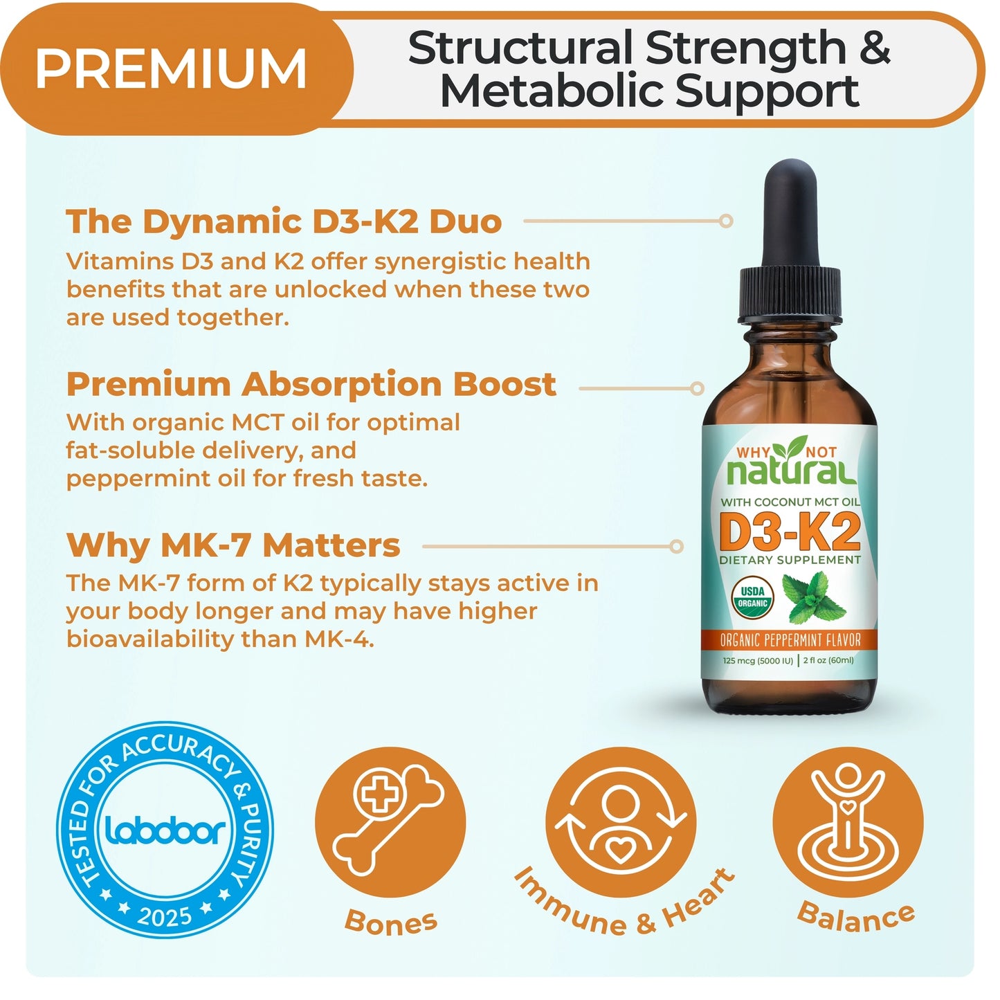 Organic Vitamin D3 & K2 Liquid Drops