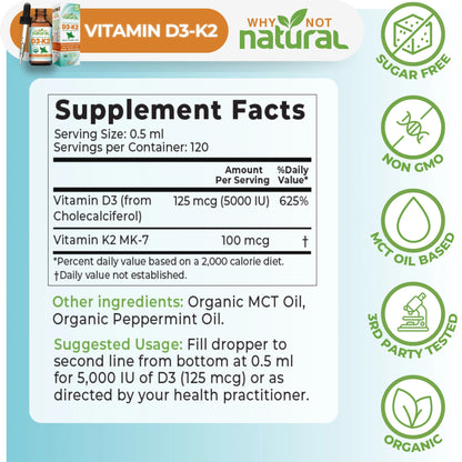 Organic Vitamin D3 & K2 Liquid Drops